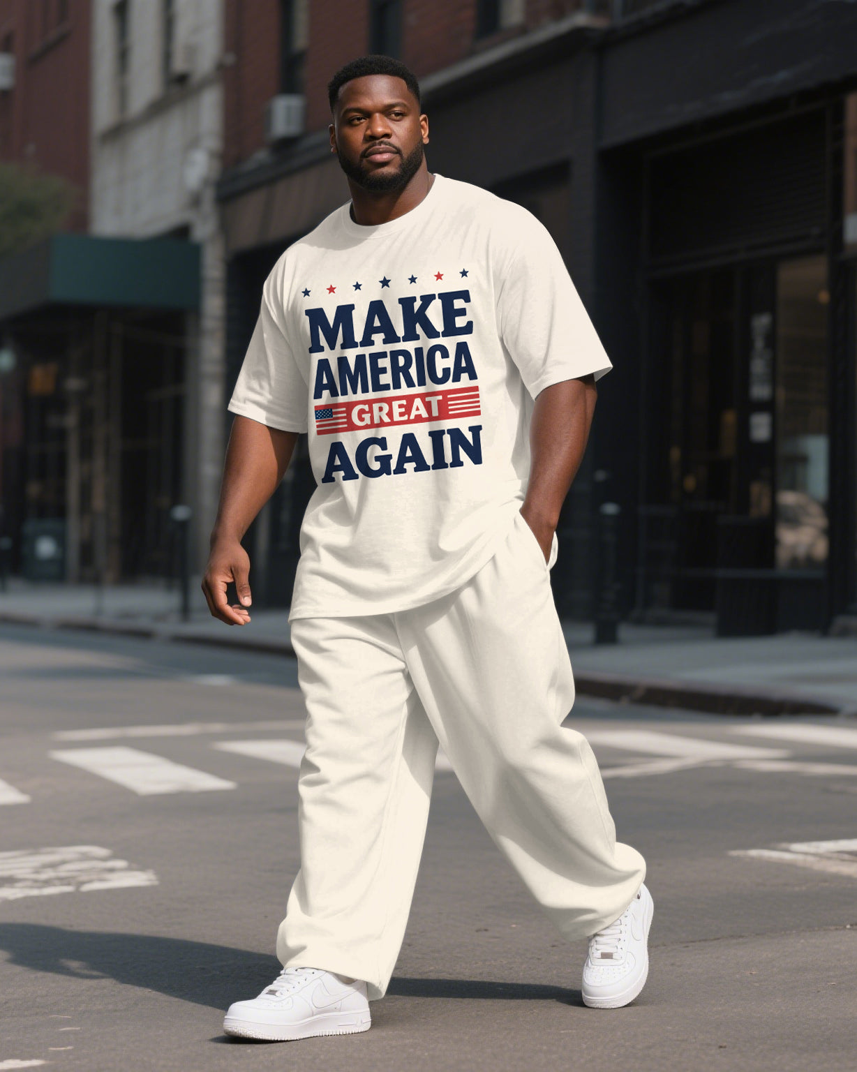 Big & Tall Graphic T-Shirt Pants Set for big men view 1