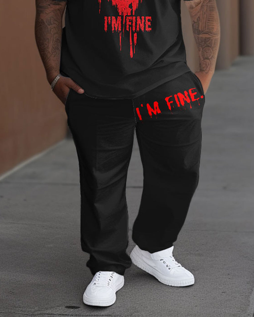 Big & Tall Graphic T-Shirt Pants Set for big men view 3