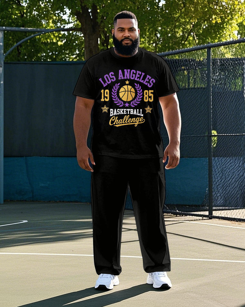 Big & Tall Streetwear T-Shirt Pants Set for big men view 1