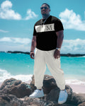 Big & Tall Colorblock Graphic T-Shirt Pants Set for big men view 1
