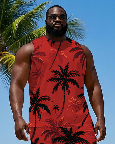 Big & Tall Red Hawaiian Tropical Two-piece Set for big men view 2