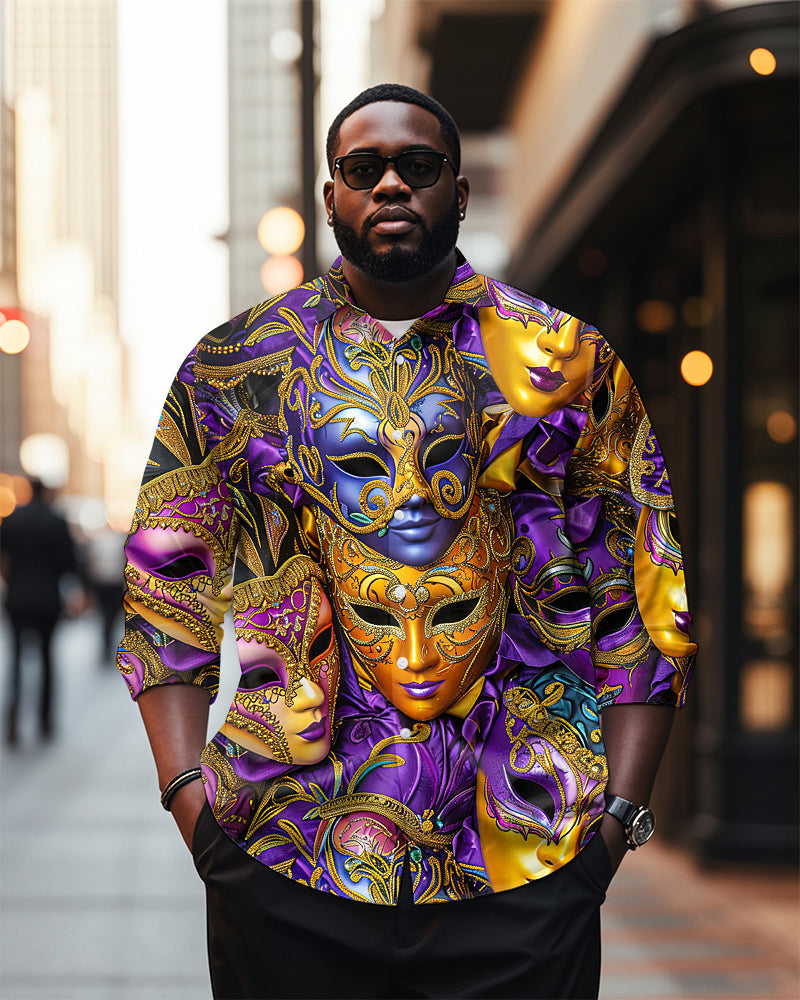 Big & Tall Purple Graphic Long Sleeve Shirt for big men view 1
