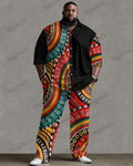 Big & Tall Graphic Patchwork T-Shirt Pants Set for big men view 1