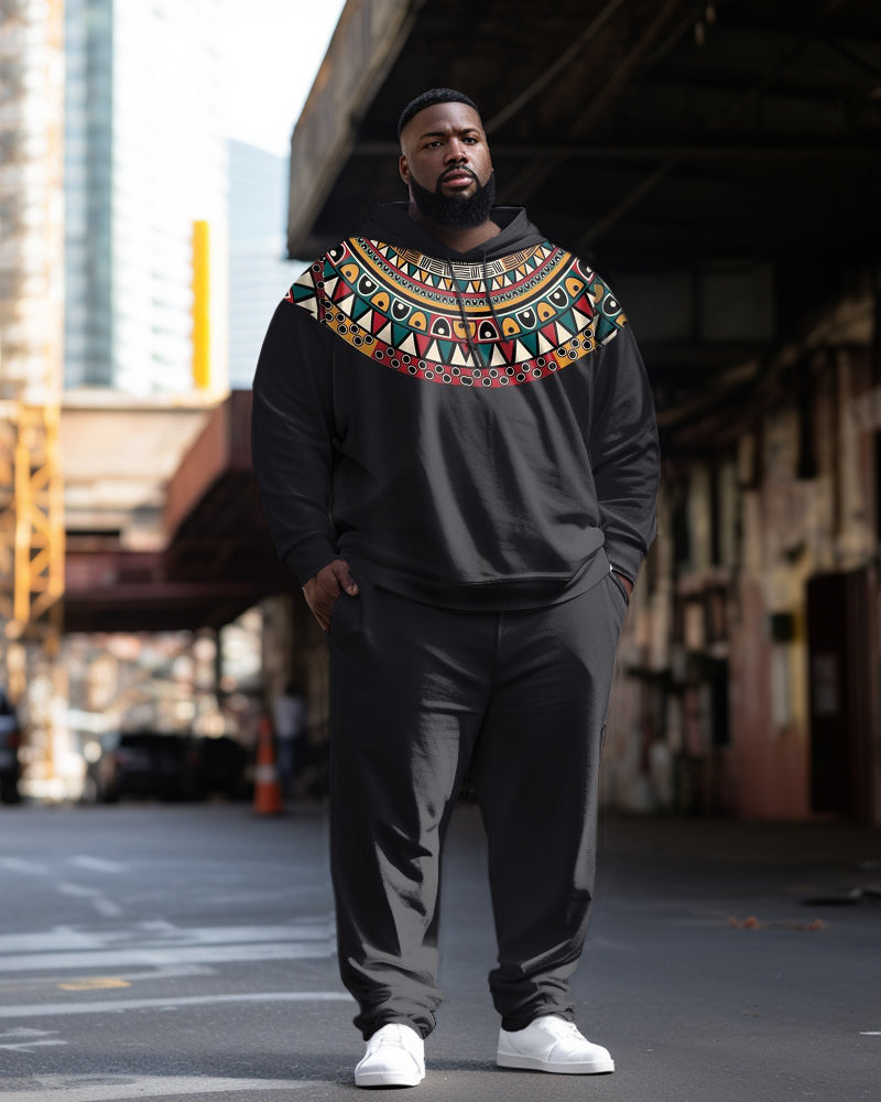 Big & Tall Colorblock Geometric Streetwear Hoodie for big men view 1