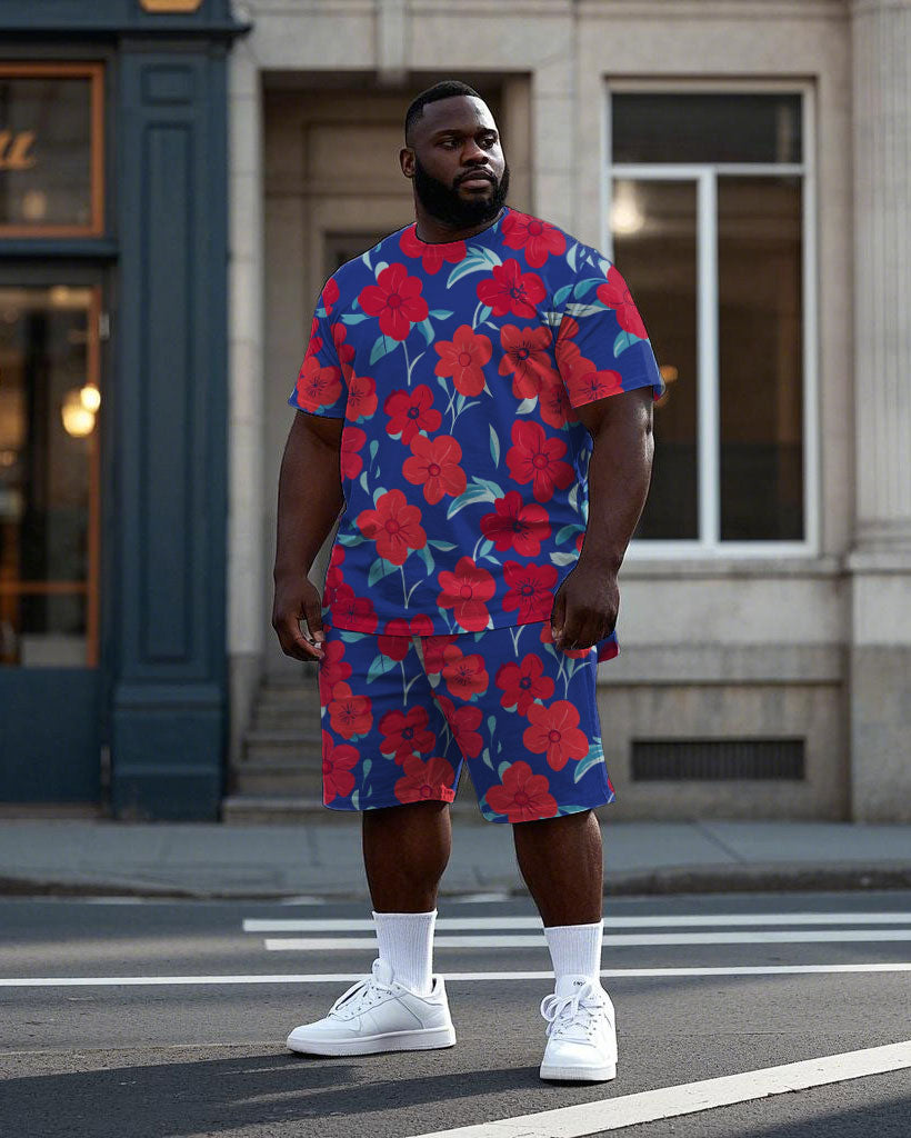 Big & Tall Streetwear T-Shirt Shorts Set for big men view 1