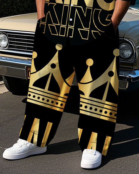 Big & Tall Graphic Streetwear T-Shirt Pants Set for big men view 3