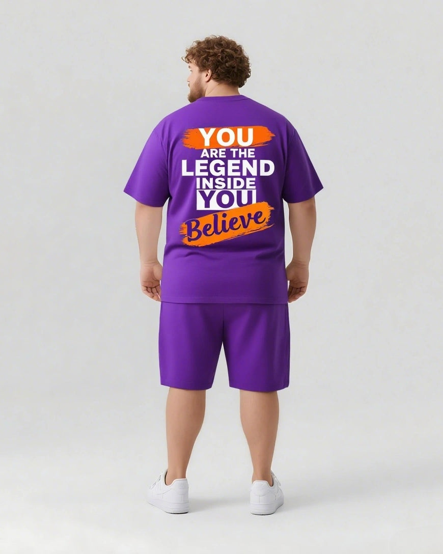 Big & Tall Graphic Streetwear T-Shirt Shorts Set for big men view 5