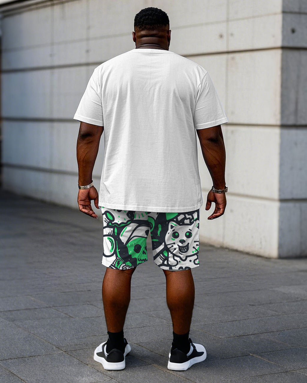 Big & Tall Streetwear T-Shirt Shorts Set for big men view 4