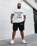 Big & Tall Athletic T-Shirt Shorts Set for big men