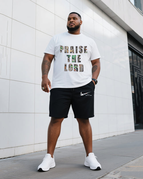 Big & Tall Athletic T-Shirt Shorts Set for big men