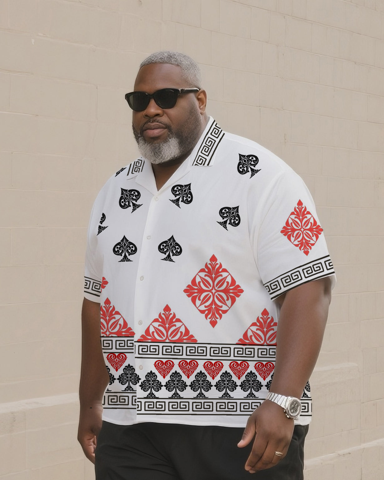 Big & Tall Graphic T-Shirt Shorts Set for big men view 2