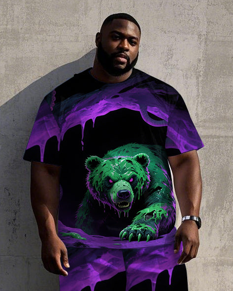 Big & Tall Streetwear T-Shirt Shorts Set for big men view 2