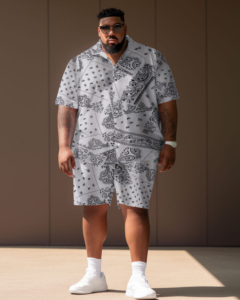 Big & Tall Streetwear T-Shirt Shorts Set for big men view 1