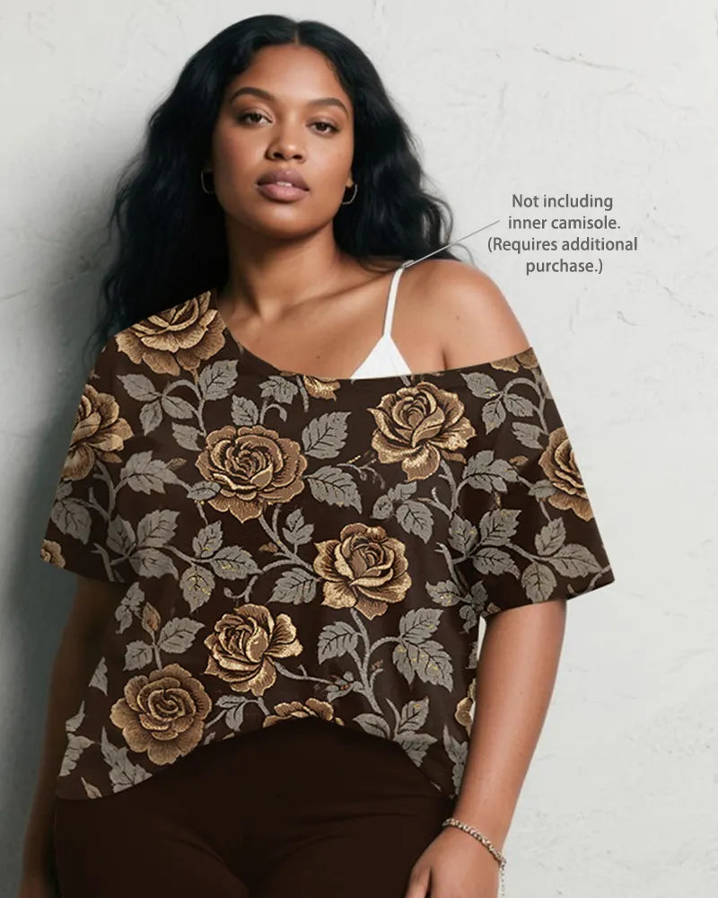 Big & Tall Brown Graphic Two-piece Set for big men view 3