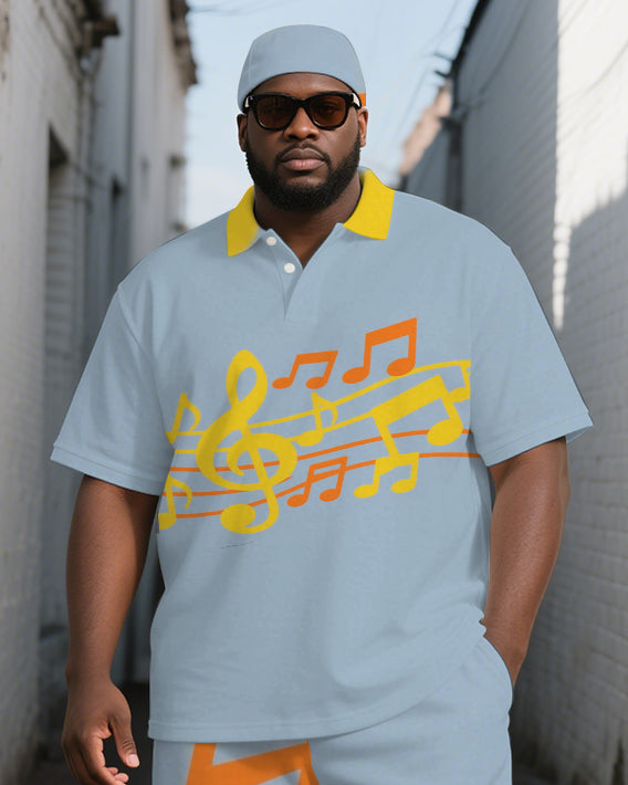 Big & Tall Streetwear Polo Shorts Set for big men view 2