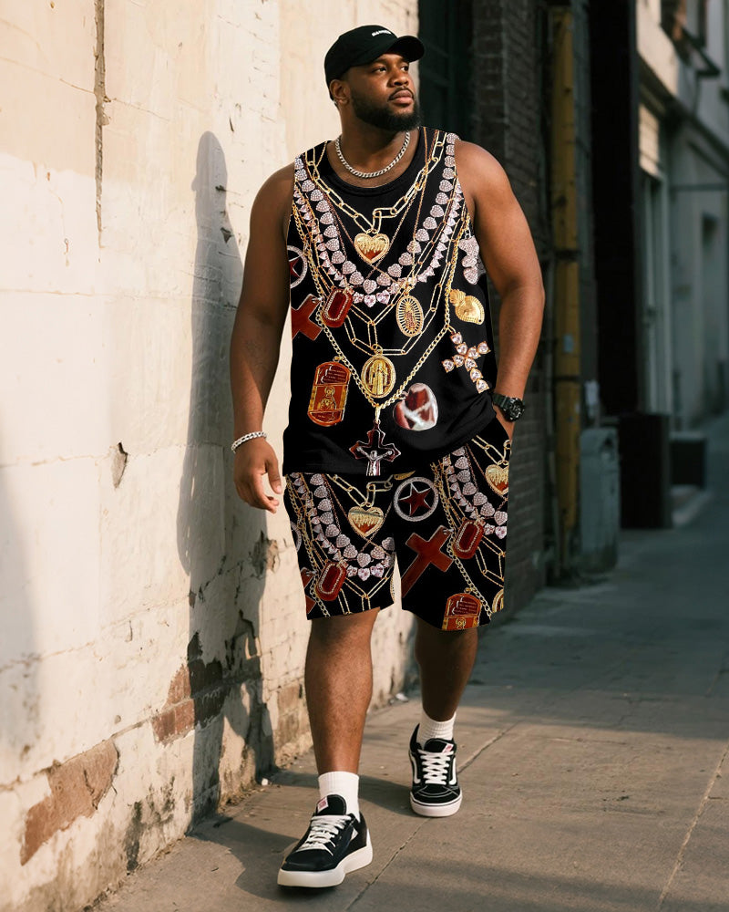 Big & Tall Black Vintage Two-piece Set for big men view 1