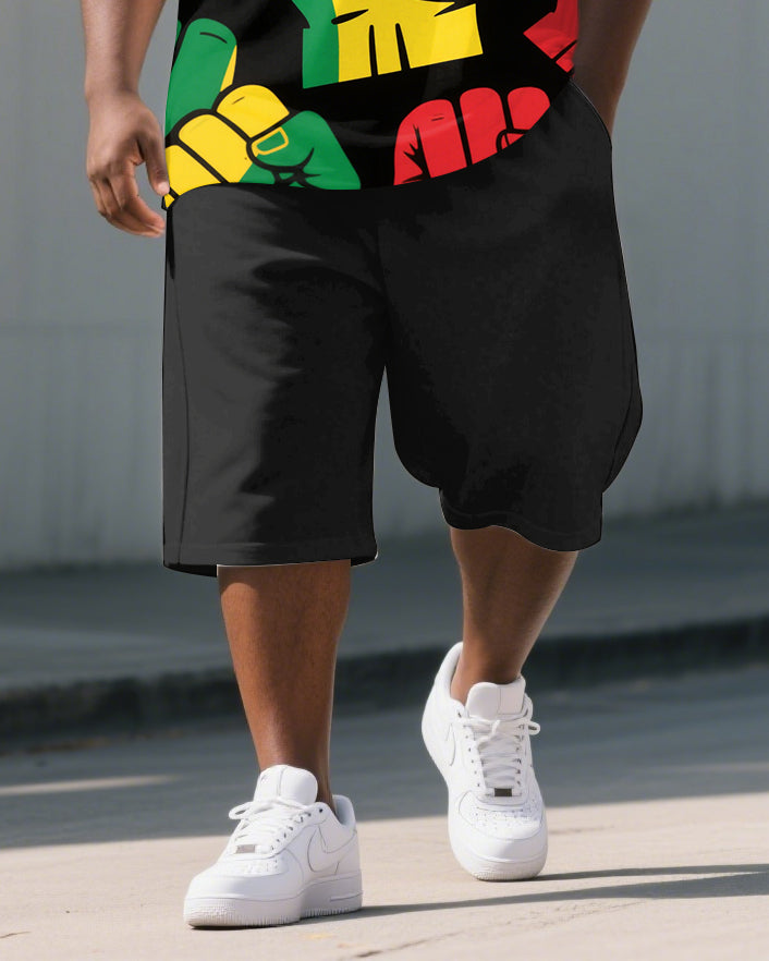 Big & Tall Juneteenth Polo Shorts Set for big men view 3