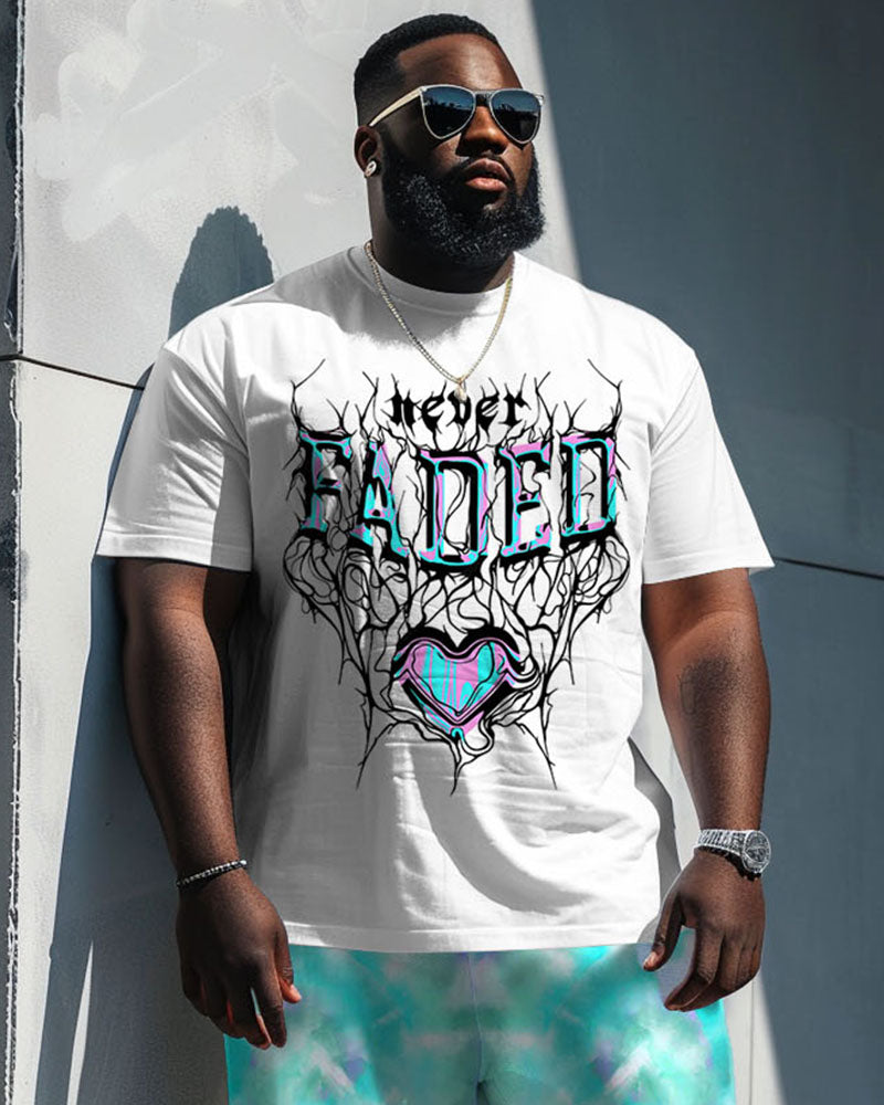 Big & Tall Graphic Streetwear T-Shirt Shorts Set for big men view 2