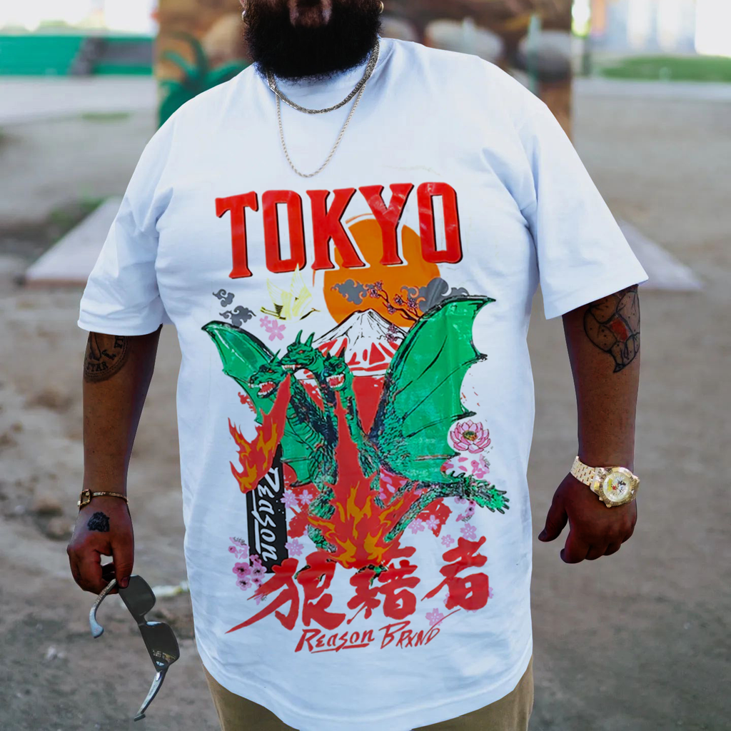 Big & Tall White Graffiti Streetwear T-Shirt for big men view 1