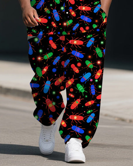 Big & Tall Graffiti Streetwear T-Shirt Pants Set for big men view 3