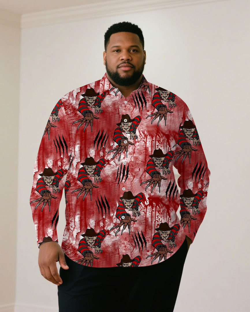 Big & Tall Red Geometric Long Sleeve Shirt for big men view 1