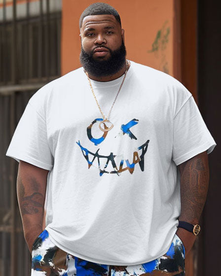 Big & Tall Graphic Graffiti T-Shirt Shorts Set for big men view 3