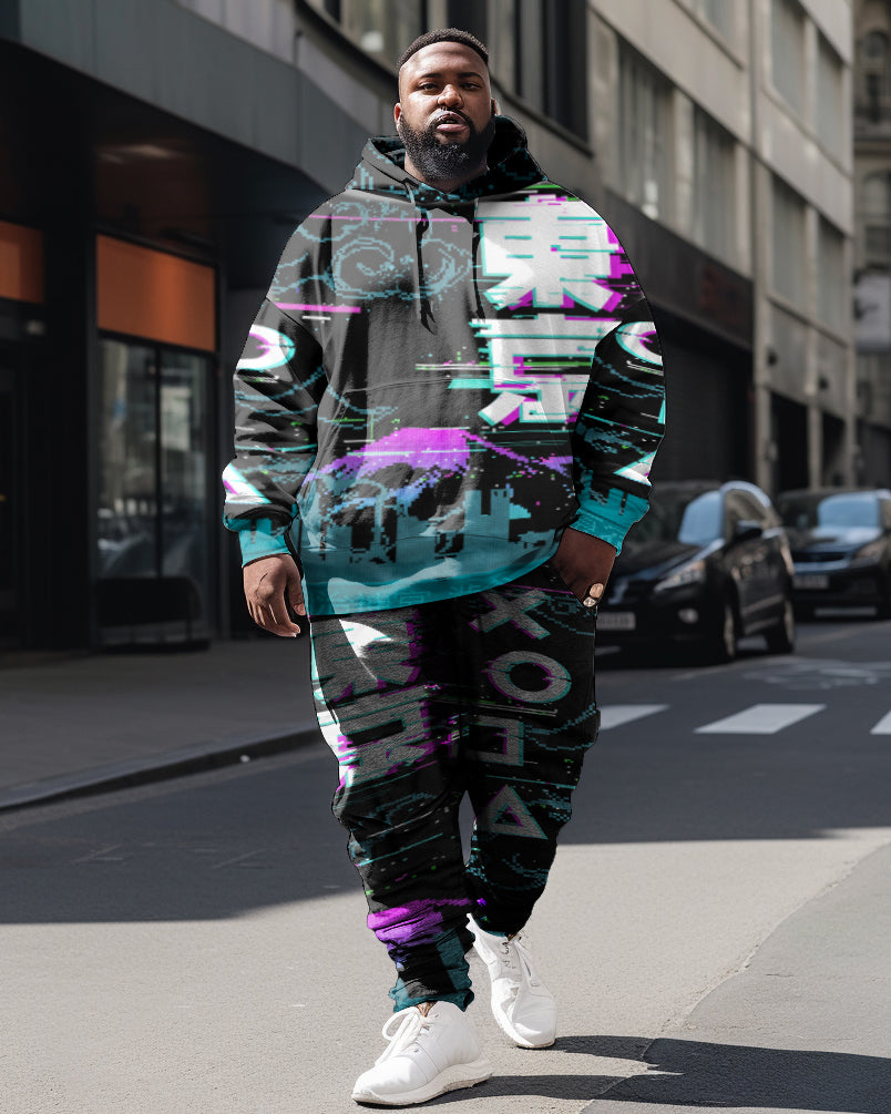 Big & Tall Streetwear Hoodie Sweatpants Set for big men view 1