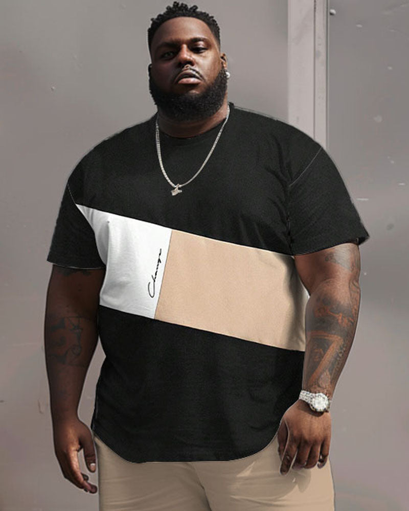 Big & Tall Colorblock T-Shirt Shorts Set for big men view 3