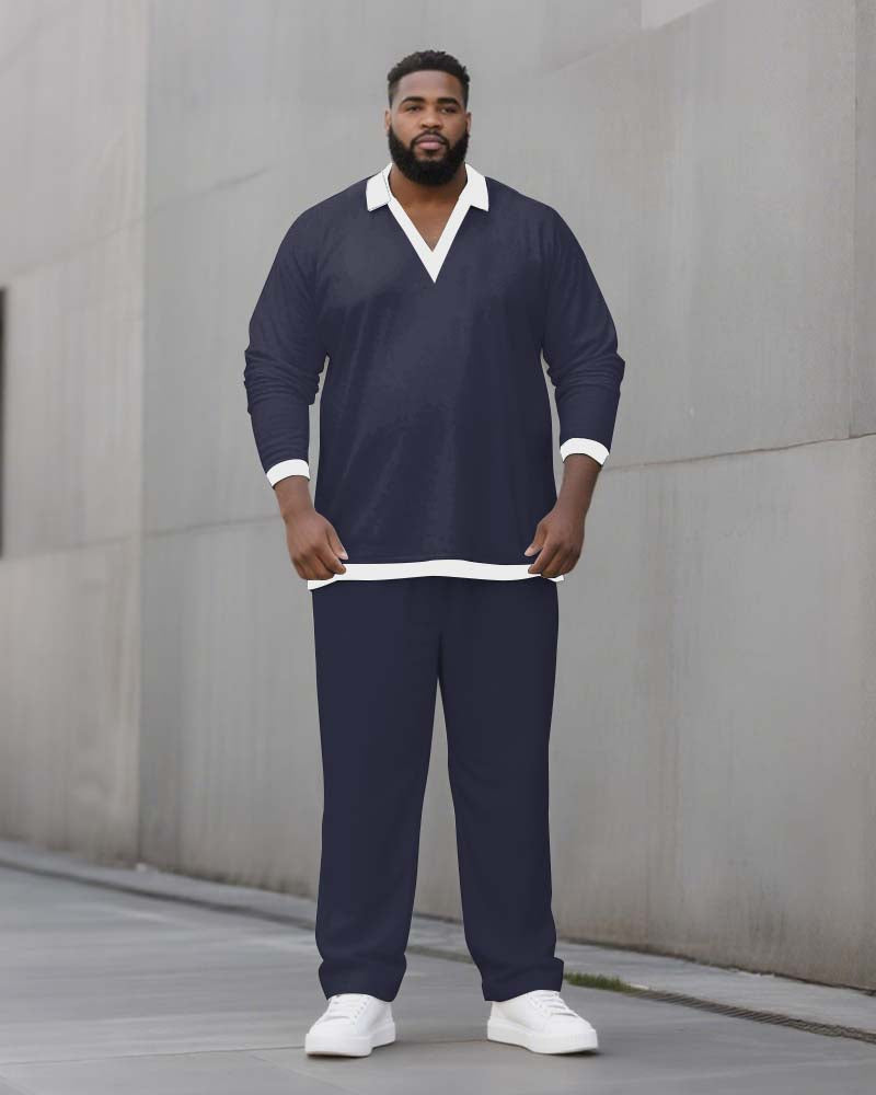 Big & Tall Solid Color Two-piece Set for big men view 5