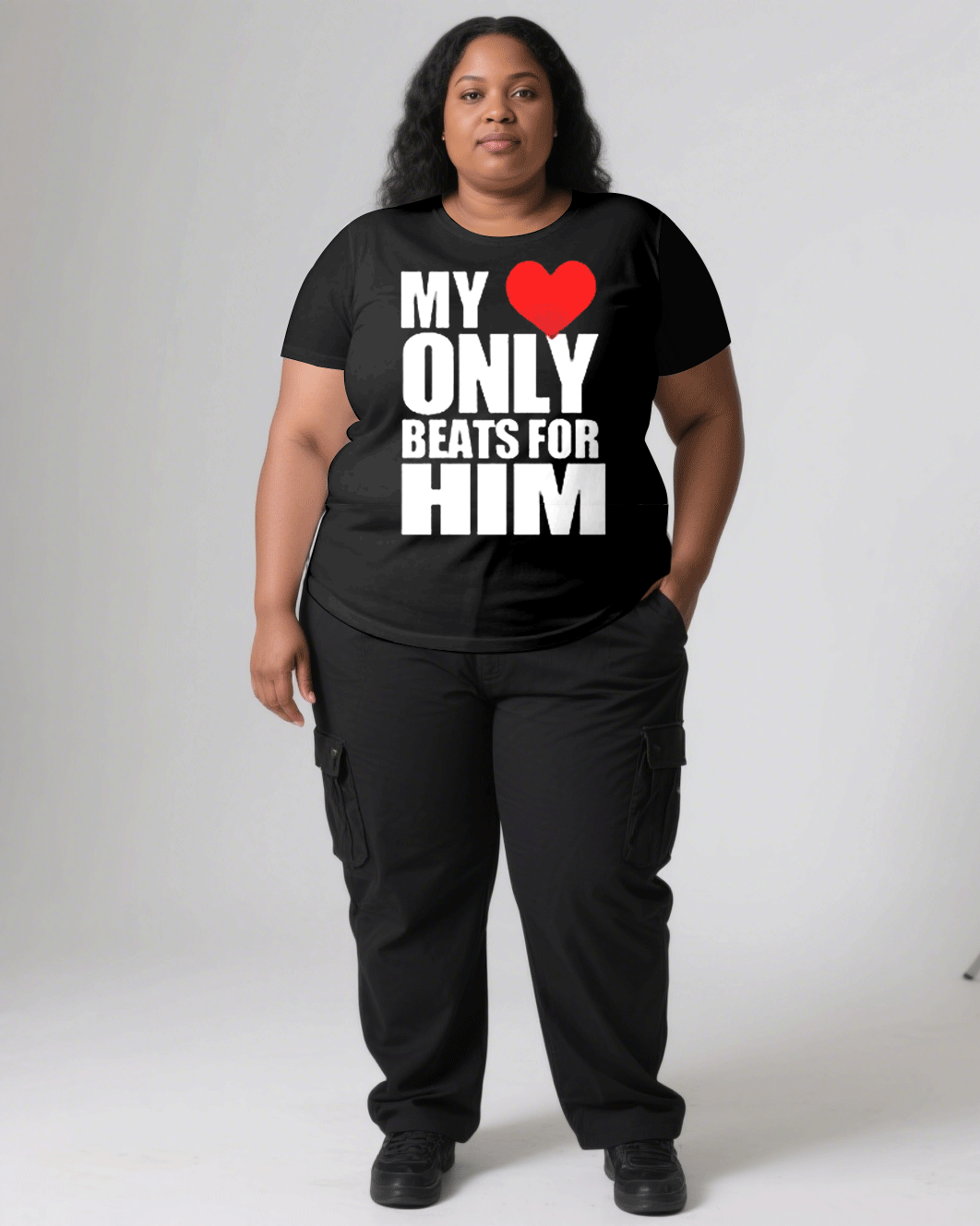 Big & Tall Black T-Shirt Pants Set for big men view 3