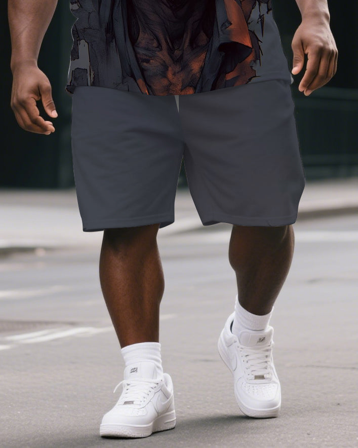 Big & Tall Graphic Streetwear T-Shirt Shorts Set for big men view 3