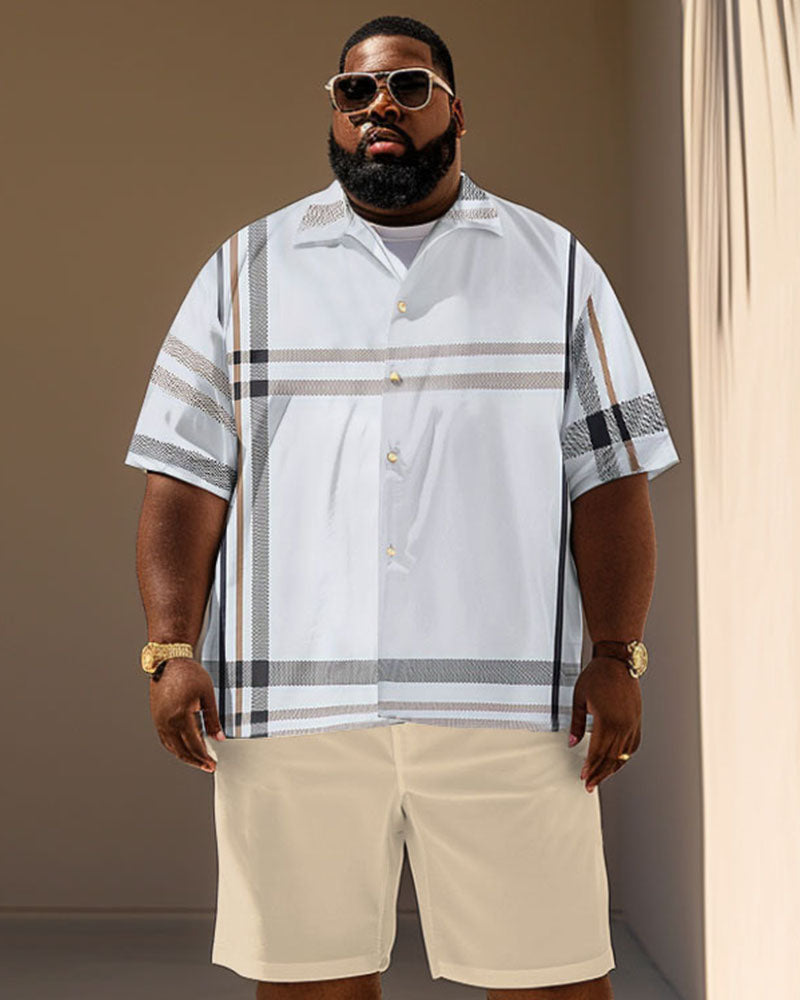 Big & Tall Plaid Graphic T-Shirt Shorts Set for big men view 1