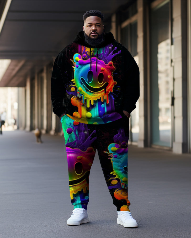 Big & Tall Smiley Hoodie Sweatpants Set for big men view 1