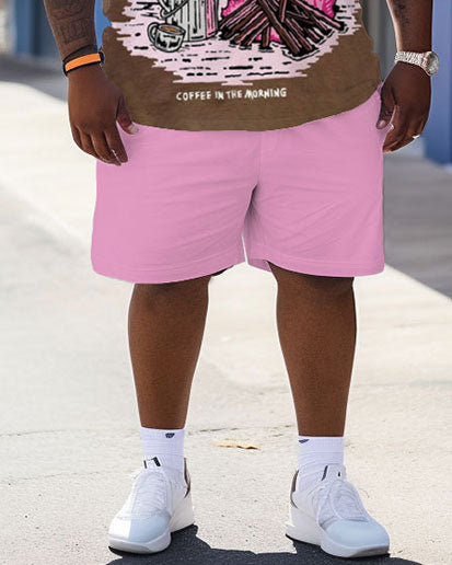 Big & Tall Skull T-Shirt Shorts Set for big men view 3