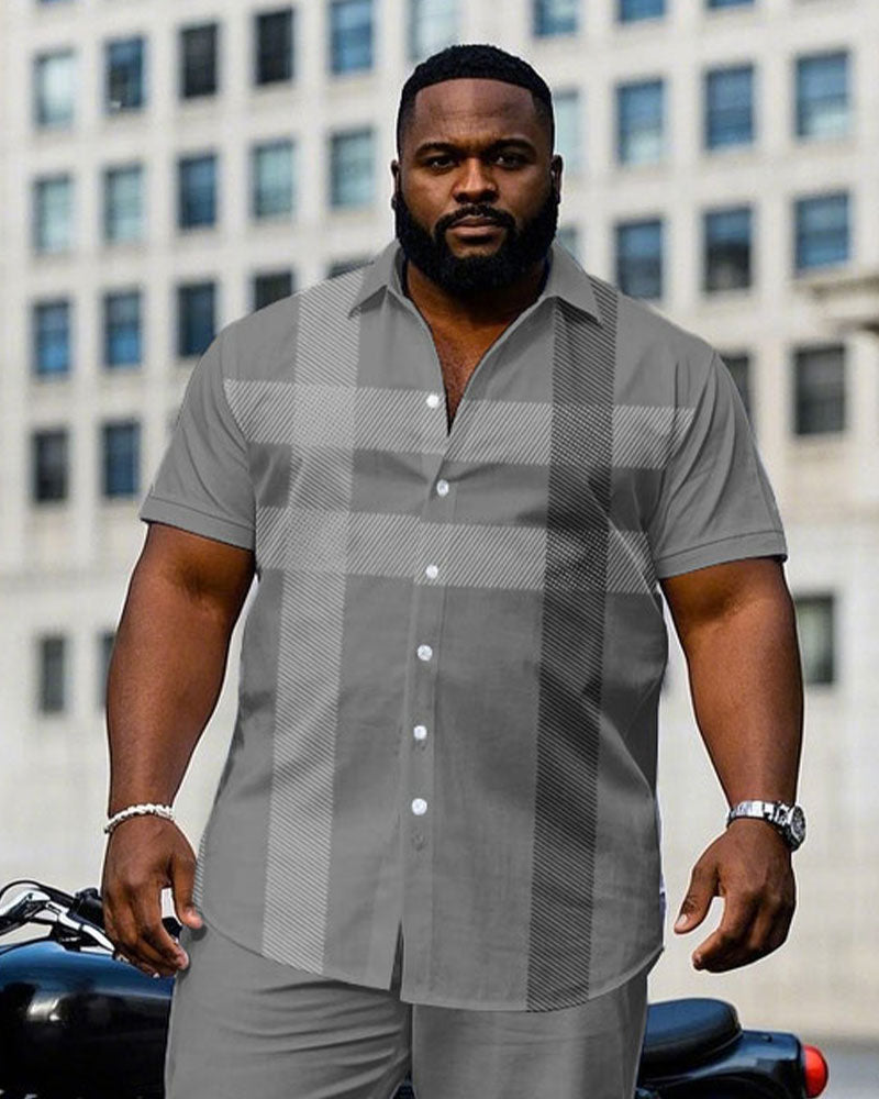 Big & Tall Gray Business Casual T-Shirt Pants Set for big men view 2