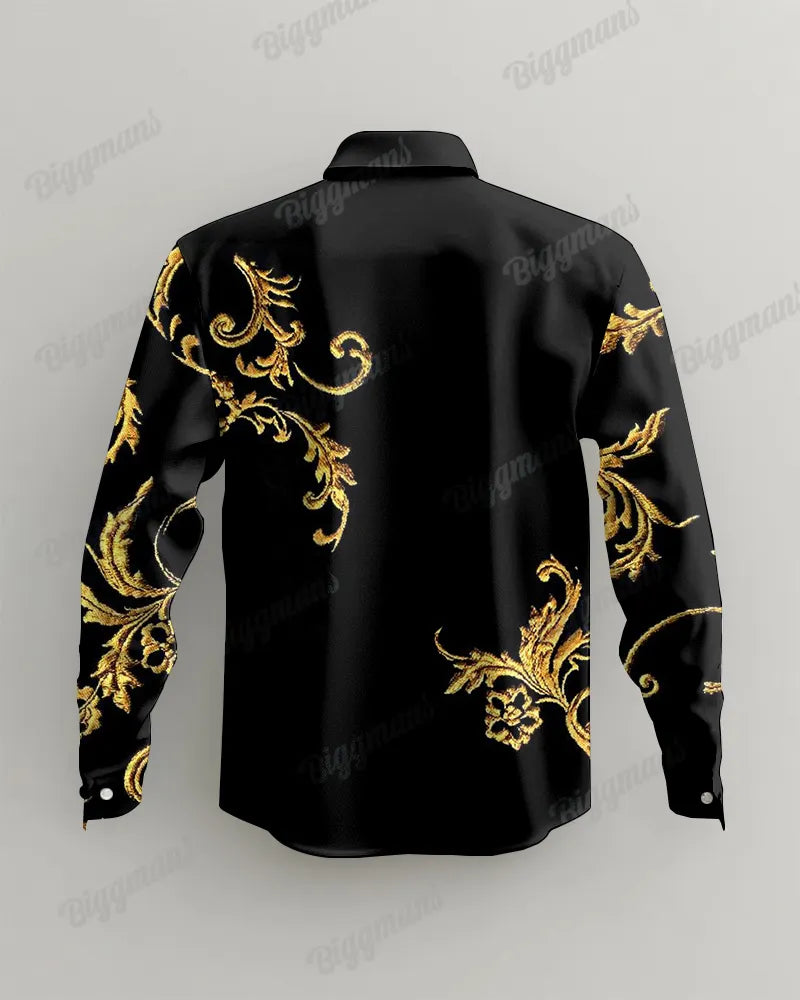 Big & Tall Floral Vintage Long Sleeve Shirt for big men view 3