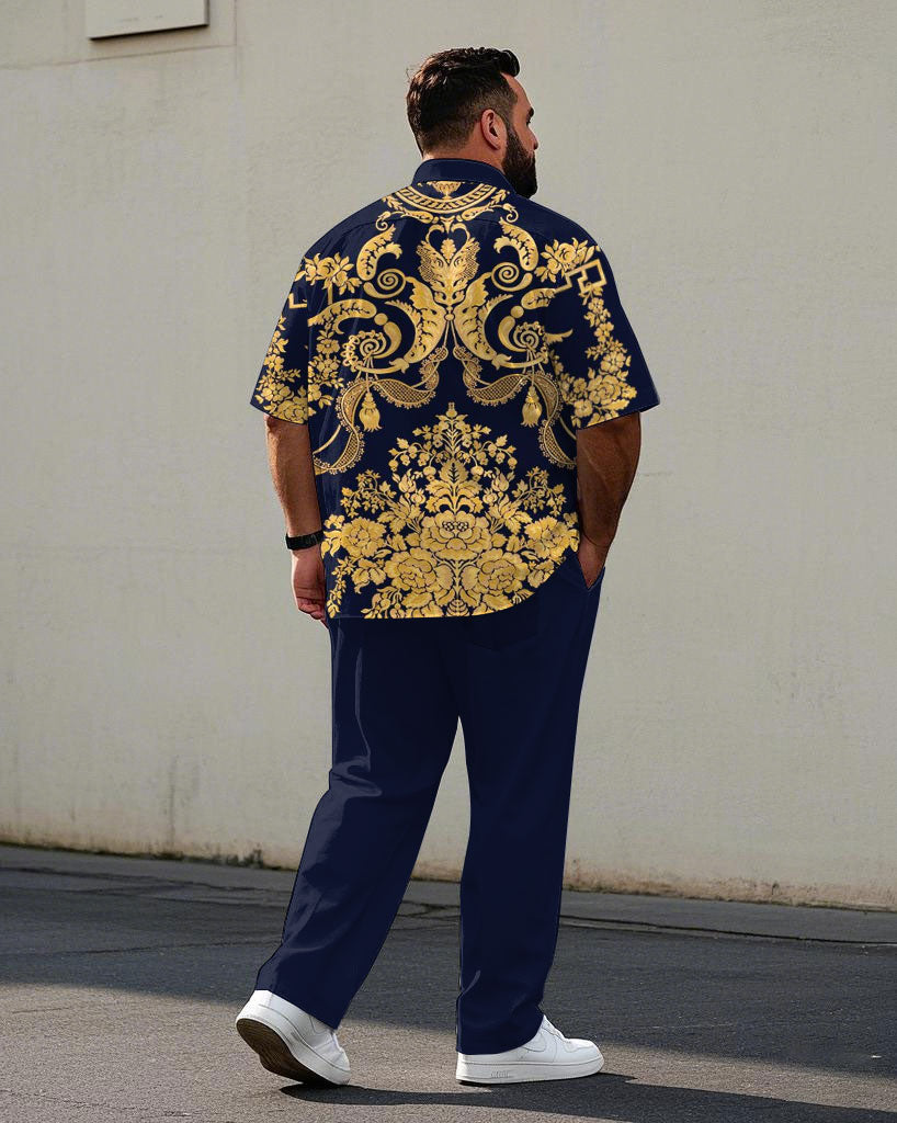Big & Tall Blue Vintage T-Shirt Pants Set for big men view 4