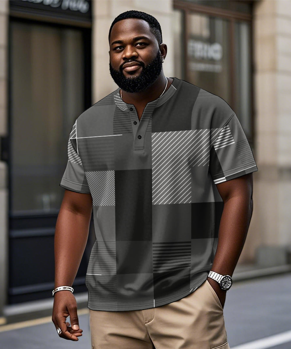 Big & Tall Gray Geometric Graphic T-Shirt for big men view 1