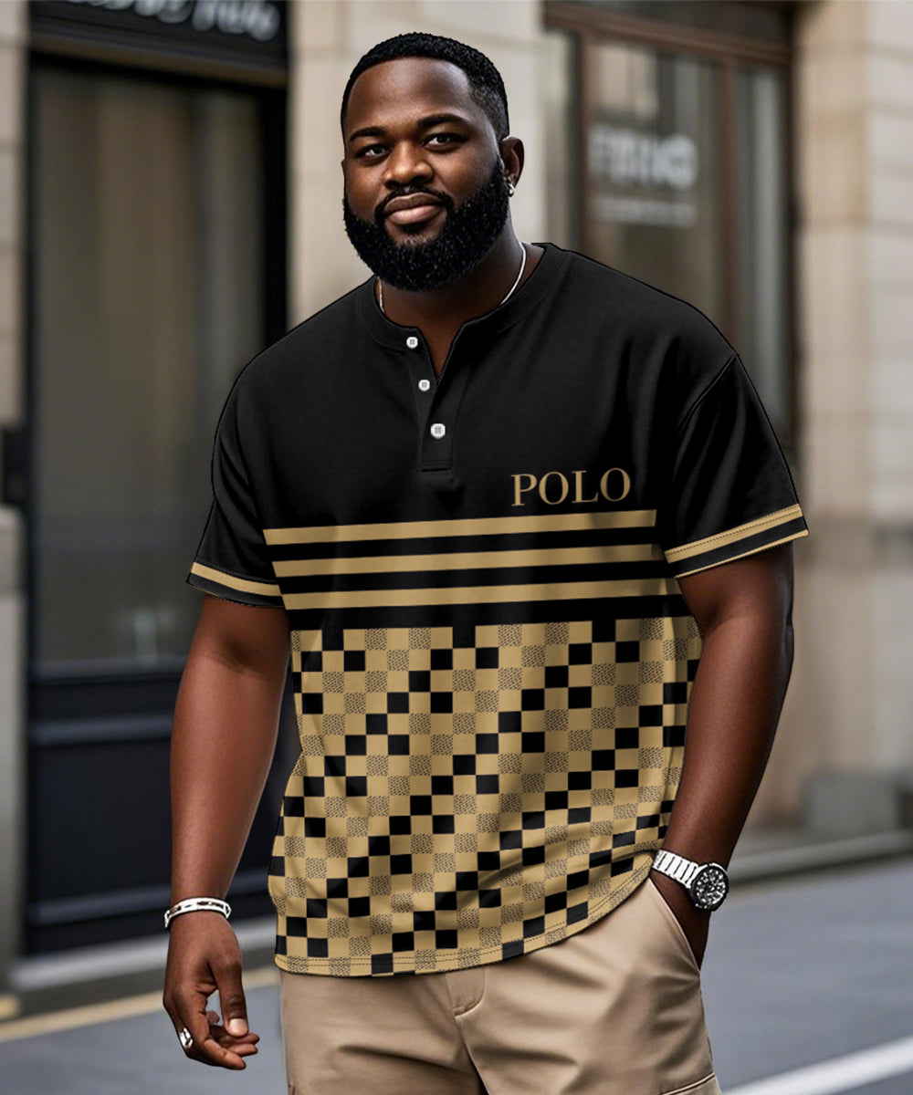 Big & Tall Black Plaid Graphic T-Shirt for big men view 1