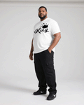 Big & Tall Black White Graphic T-Shirt Pants Set for big men view 2