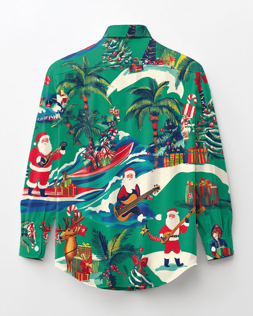 Big & Tall Hawaiian Tropical Long Sleeve Shirt for big men view 3