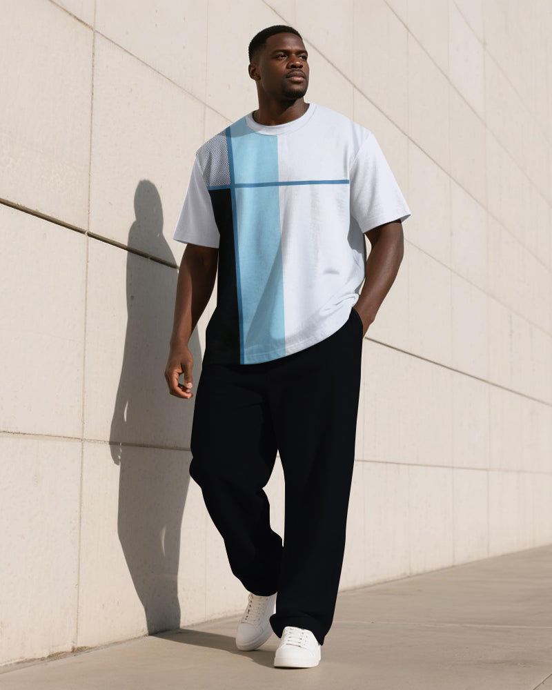 Big & Tall Plaid T-Shirt Pants Set for big men view 2