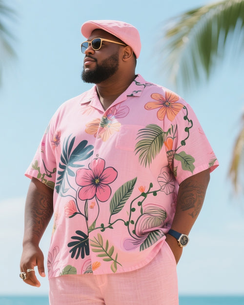 Big & Tall Floral T-Shirt Pants Set for big men view 2