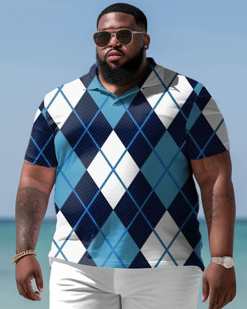 Big & Tall Graphic Polo Shorts Set for big men view 2