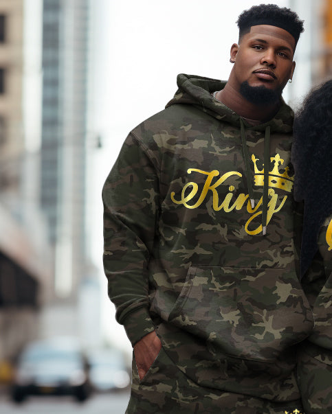 Big & Tall Graphic Camouflage Hoodie Sweatpants Set for big men view 7
