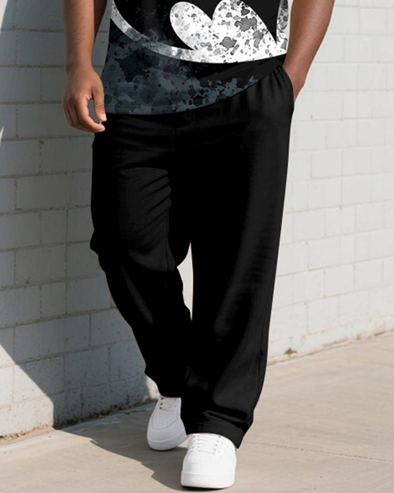 Big & Tall Gray Geometric Graphic Vest Pants Set for big men view 3