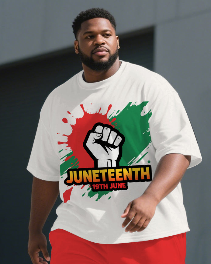 Big & Tall Juneteenth Splash Ink T-Shirt Shorts Set for big men view 2
