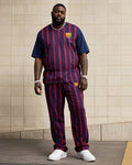 Big & Tall Striped Athletic T-Shirt Pants Set for big men view 1