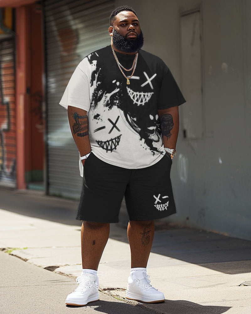 Big & Tall Graphic Streetwear T-Shirt Shorts Set for big men view 2