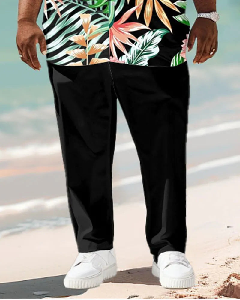 Big & Tall Hawaiian Graphic Floral Jeans for big men view 3